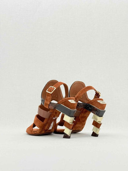 Pre - loved SALVATORE FERRAGAMO Brown Size EU 37 Heeled Sandals at Reems Closet