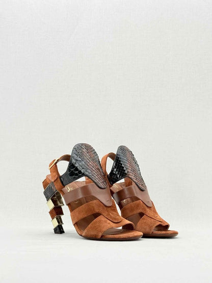 Pre - loved SALVATORE FERRAGAMO Brown Size EU 37 Heeled Sandals at Reems Closet