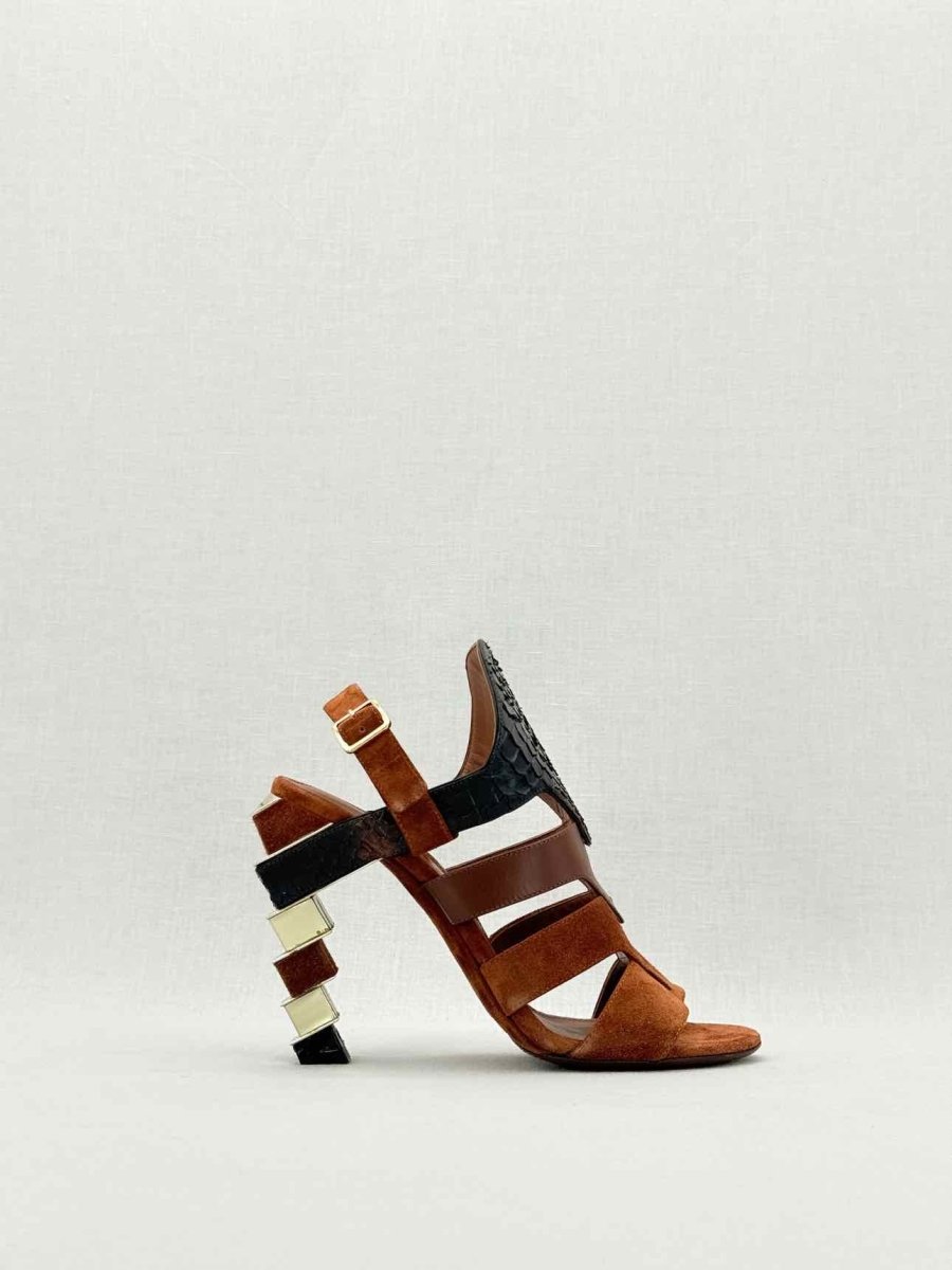 Pre - loved SALVATORE FERRAGAMO Brown Size EU 37 Heeled Sandals at Reems Closet