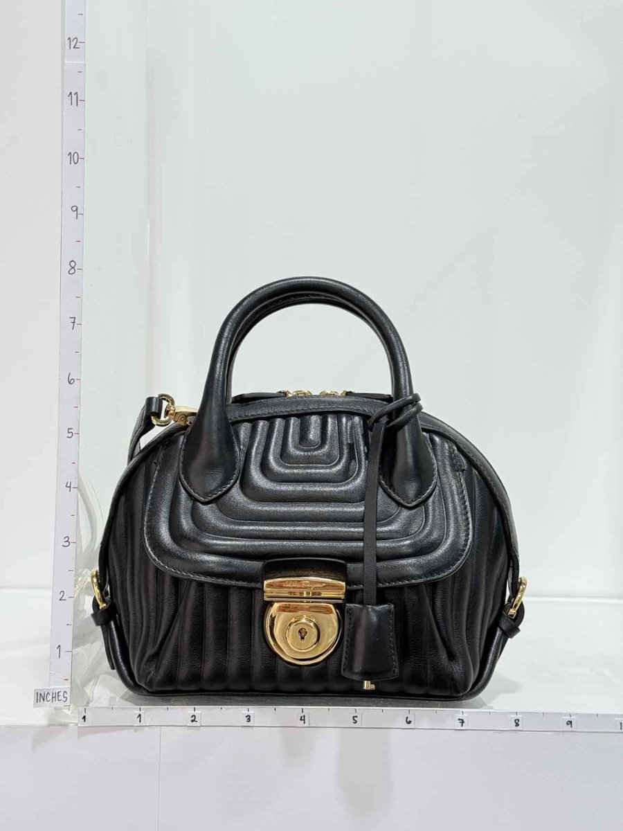 Pre-loved SALVATORE FERRAGAMO Flamma Black Quilted Satchel at Reems Closet