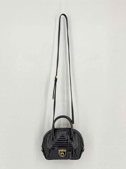 Pre-loved SALVATORE FERRAGAMO Flamma Black Quilted Satchel at Reems Closet