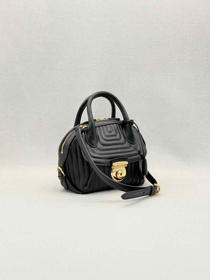 Pre-loved SALVATORE FERRAGAMO Flamma Black Quilted Satchel at Reems Closet