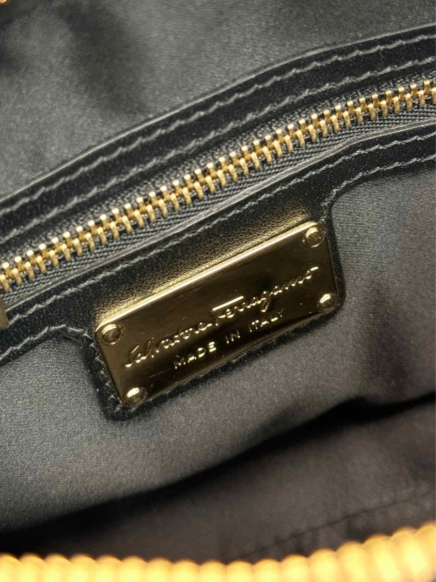 Pre-loved SALVATORE FERRAGAMO Flamma Black Quilted Satchel at Reems Closet