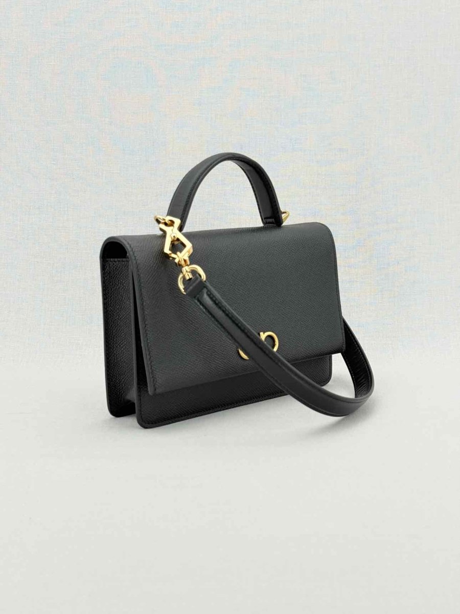 Pre - loved SALVATORE FERRAGAMO Gancini Black Top Handle at Reems Closet