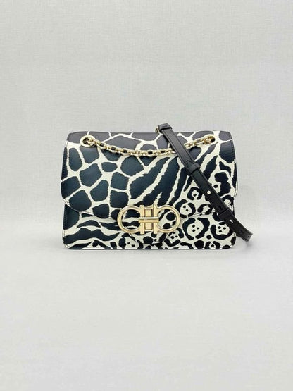 Pre-loved SALVATORE FERRAGAMO Gancini Black & White Shoulder Bag at Reems Closet