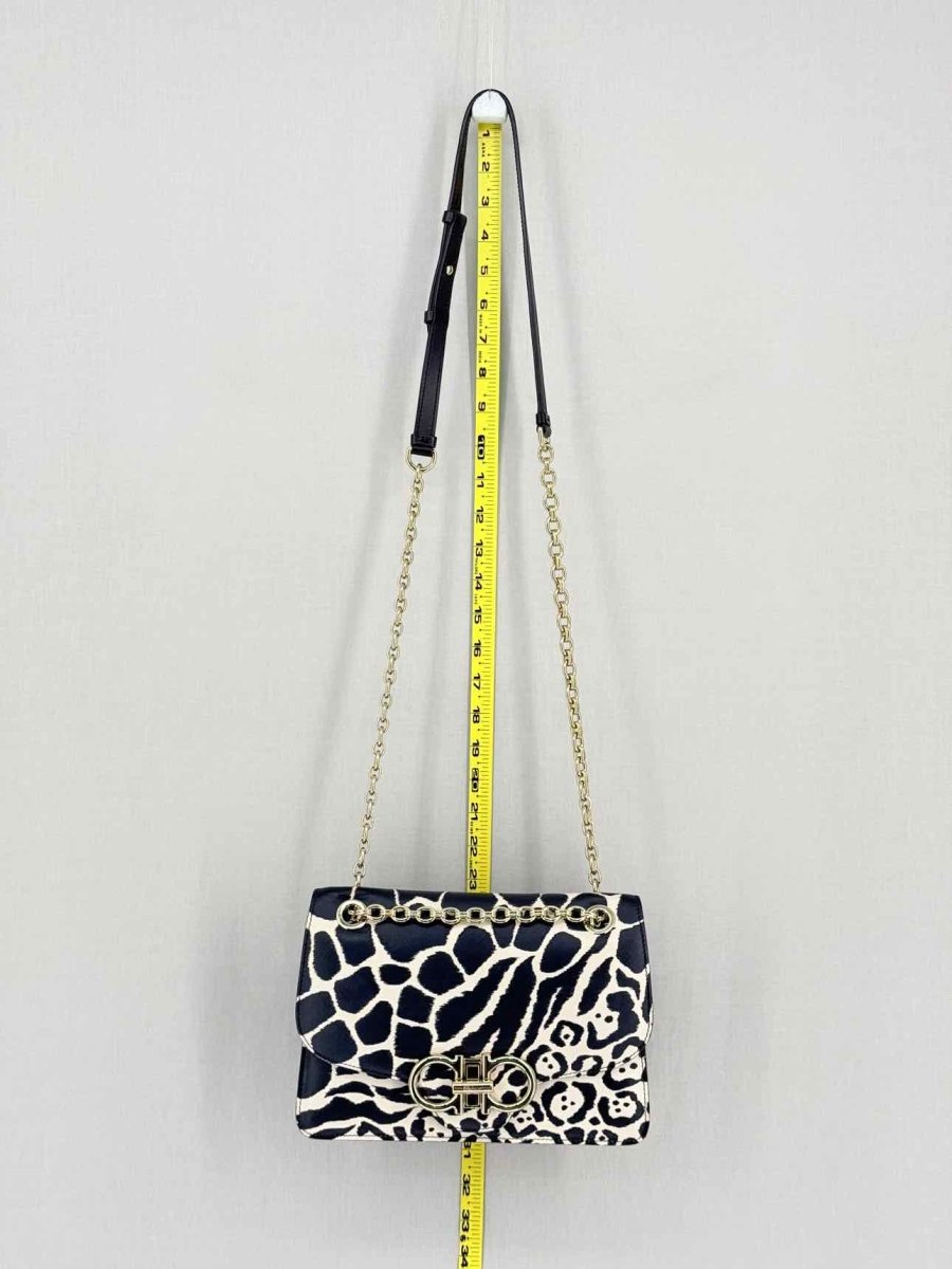 Pre-loved SALVATORE FERRAGAMO Gancini Black & White Shoulder Bag at Reems Closet