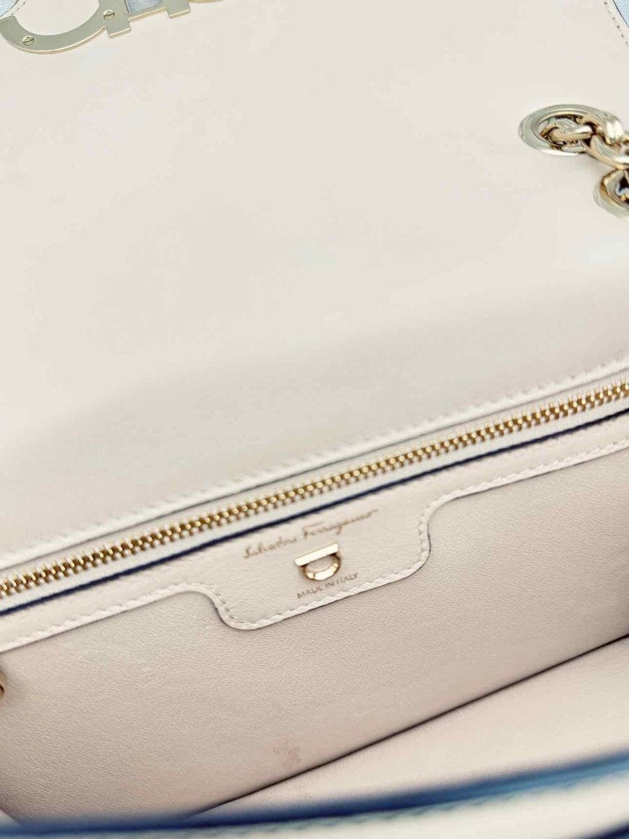 Pre-loved SALVATORE FERRAGAMO Gancini Black & White Shoulder Bag at Reems Closet