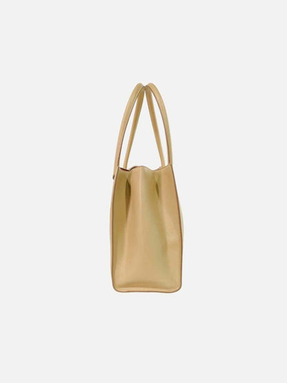 Pre - loved SALVATORE FERRAGAMO Gancini Lock Beige Tote Bag at Reems Closet