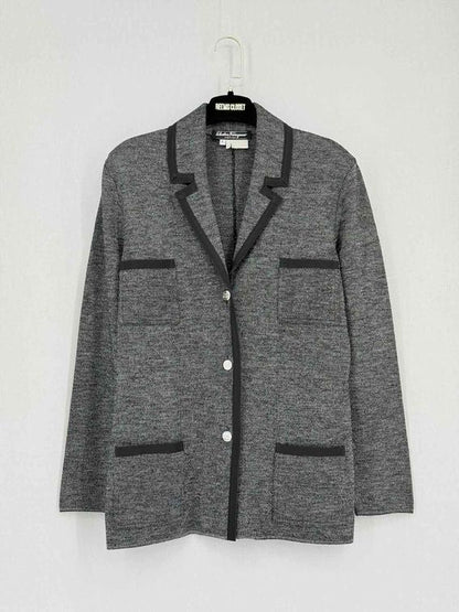 Pre-loved SALVATORE FERRAGAMO Grey w/ Black Size Large Jacket at Reems Closet