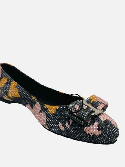 Pre - loved SALVATORE FERRAGAMO Grey w/ Multicolor Ballet Flats 36 at Reems Closet