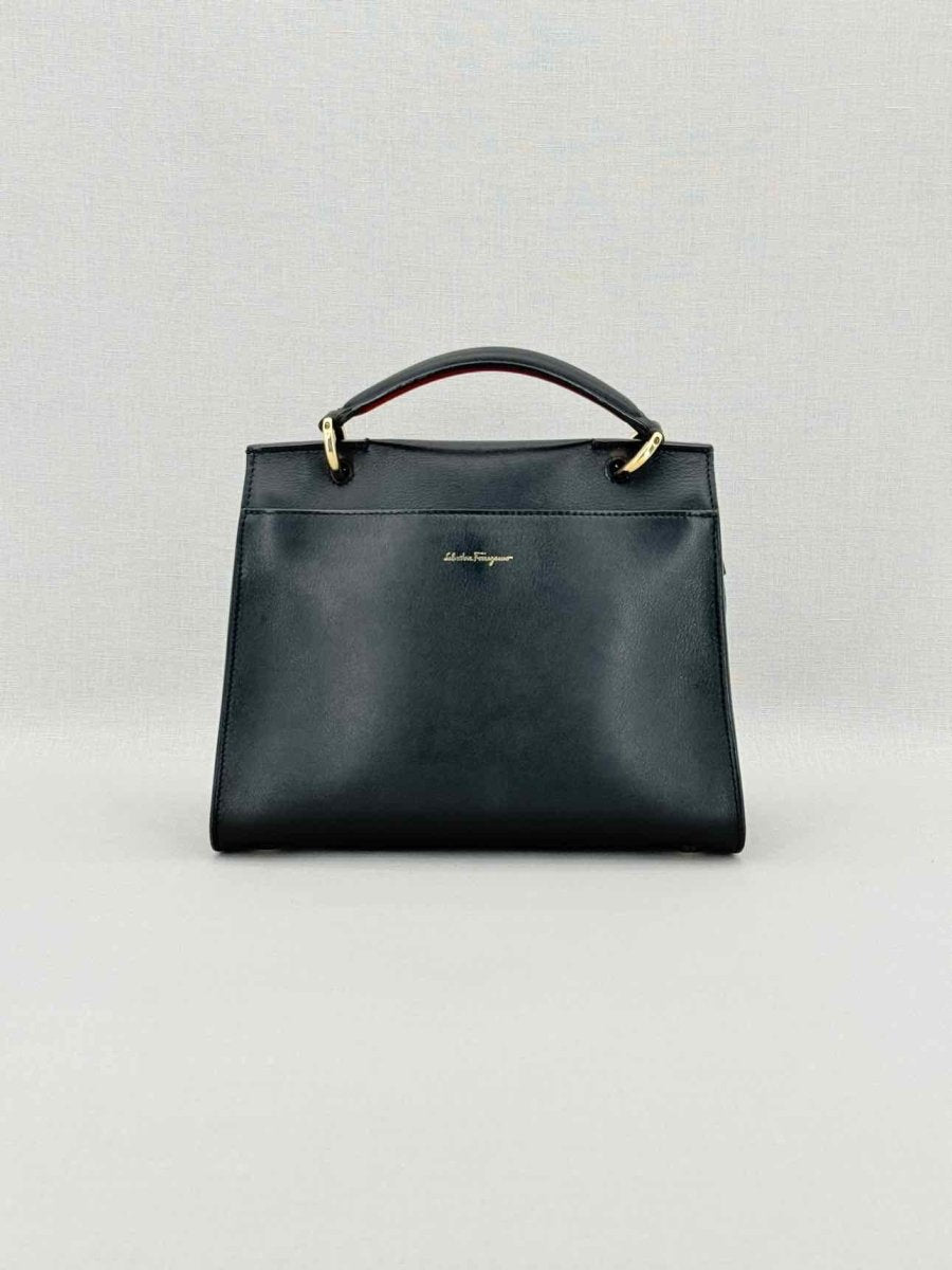 Pre - loved SALVATORE FERRAGAMO Jet Set Black Top Handle at Reems Closet