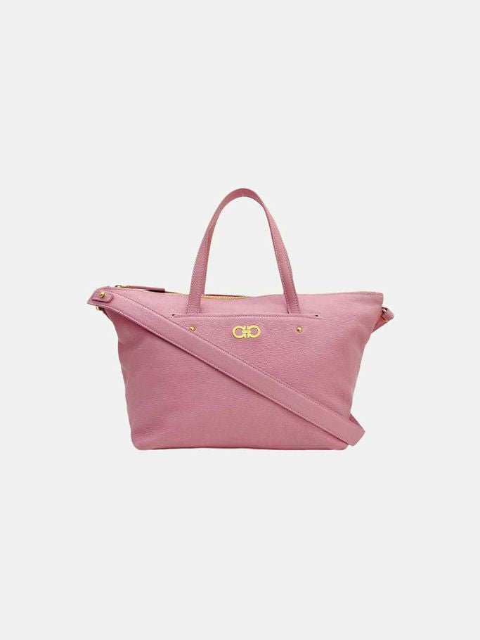 Pre - loved SALVATORE FERRAGAMO Mika Pink Tote Bag at Reems Closet