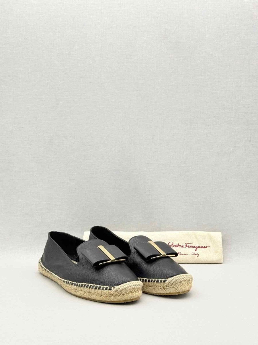 Pre-loved SALVATORE FERRAGAMO Sannio Black Size EU 39.5 Flats at Reems Closet