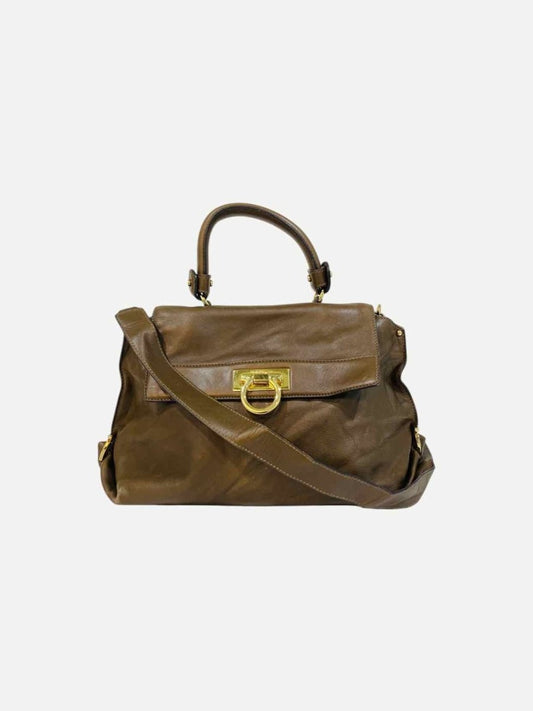 Pre - loved SALVATORE FERRAGAMO Sofia Brown Top Handle at Reems Closet