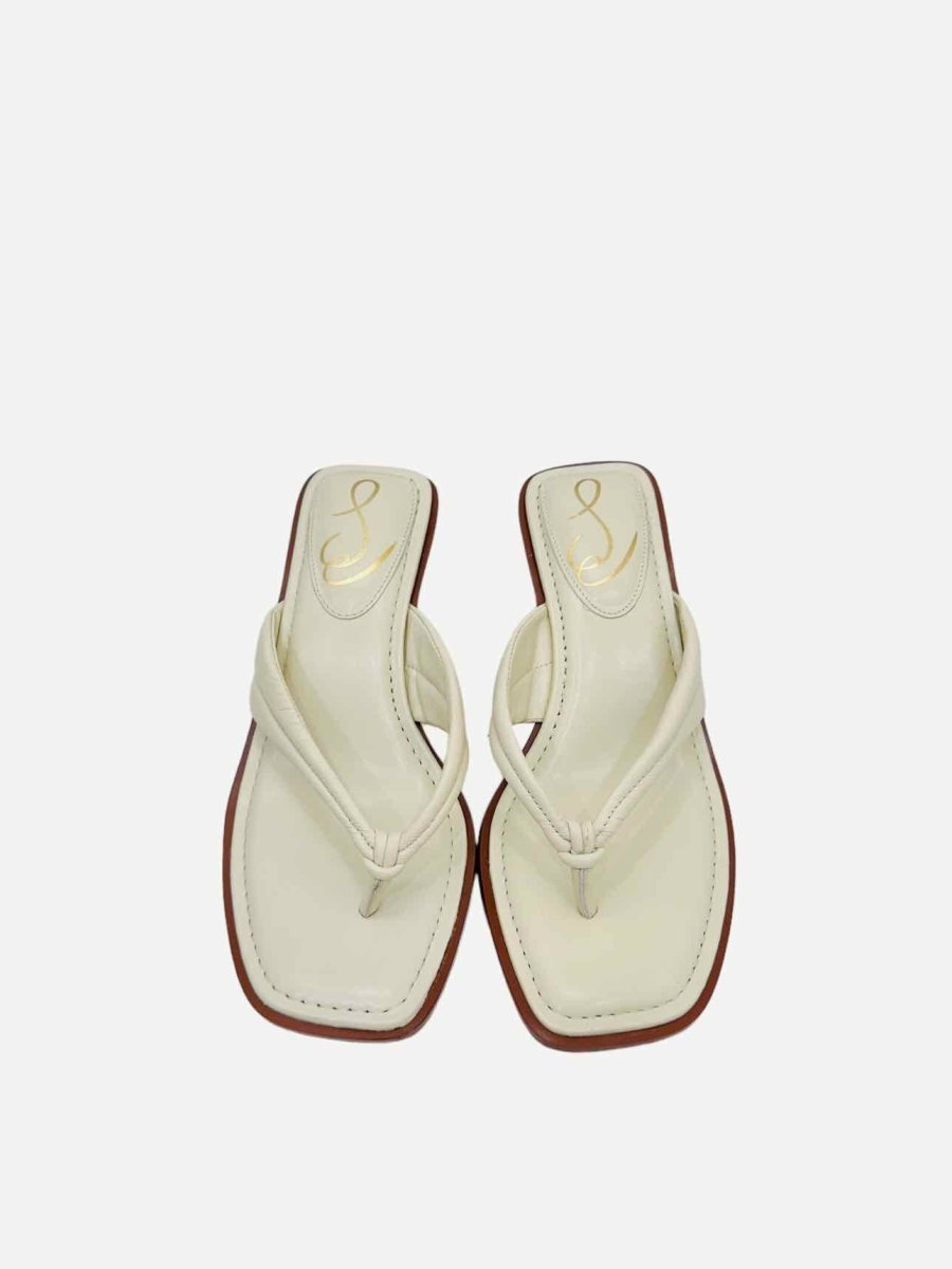 Pre - loved SAM EDELMAN Thong Off - white Heeled Sandals at Reems Closet