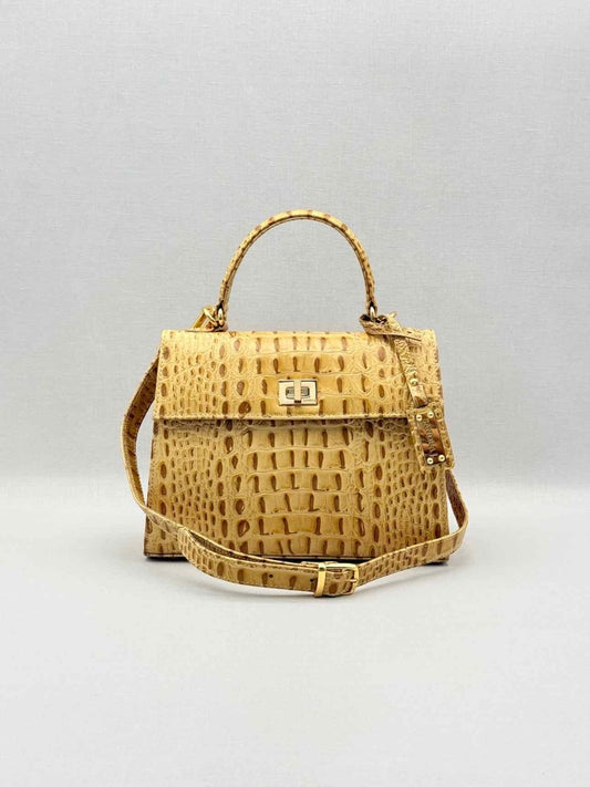 Pre-loved SANDRA J Beige & Brown Top Handle at Reems Closet