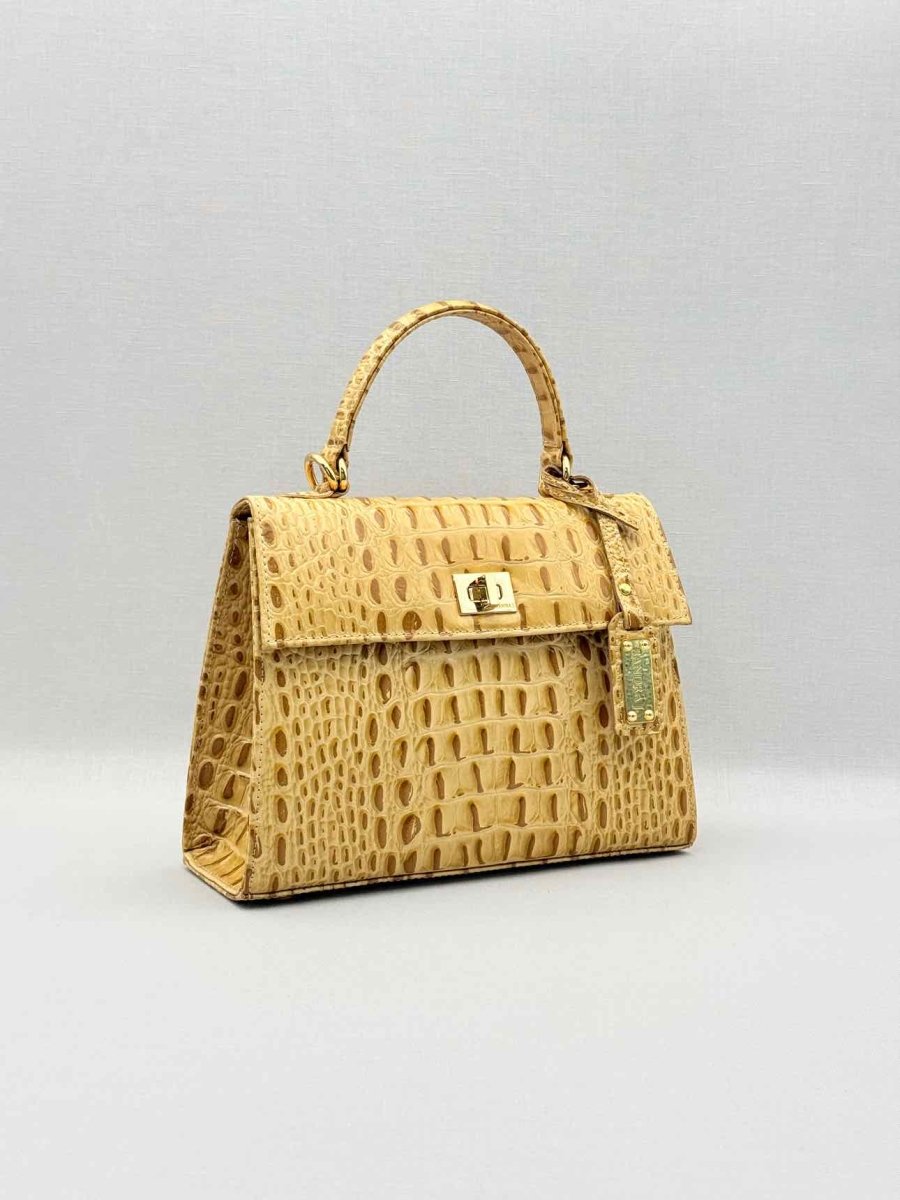 Pre-loved SANDRA J Beige & Brown Top Handle at Reems Closet