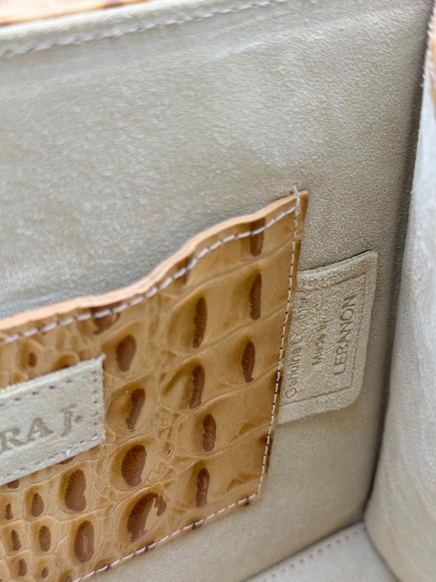 Pre-loved SANDRA J Beige & Brown Top Handle at Reems Closet