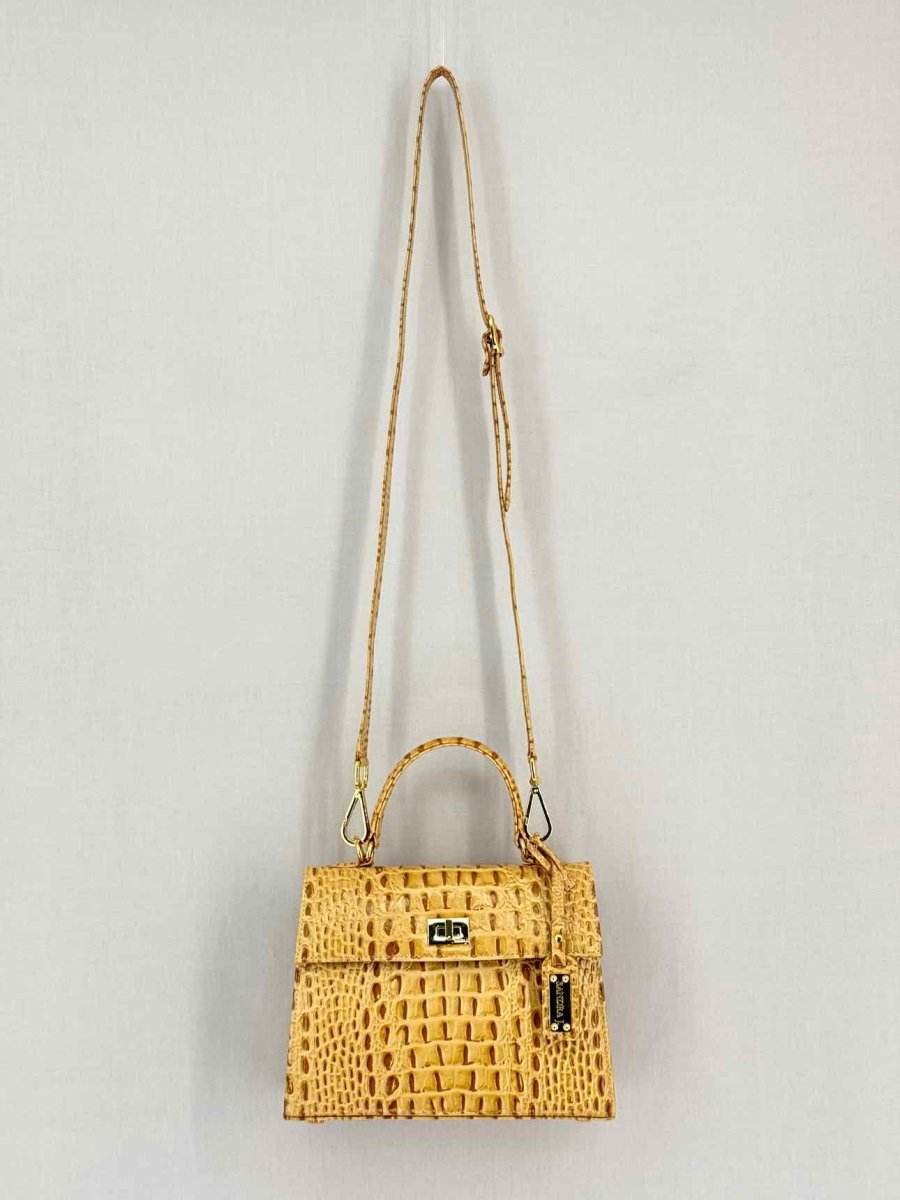 Pre-loved SANDRA J Beige & Brown Top Handle at Reems Closet