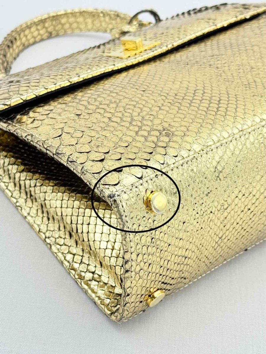 Pre - loved SANDRA J Jackie Gold Top Handle at Reems Closet