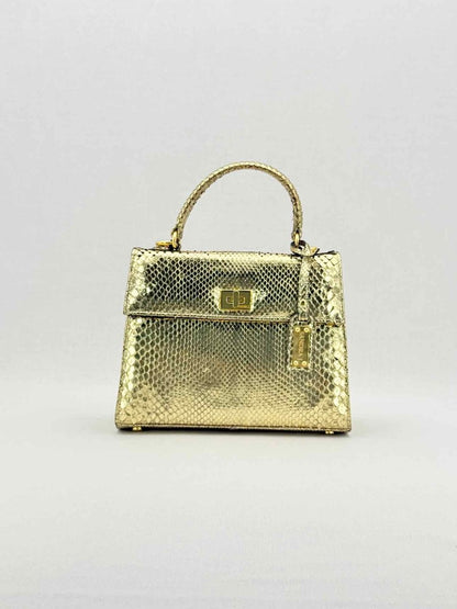 Pre - loved SANDRA J Jackie Gold Top Handle at Reems Closet