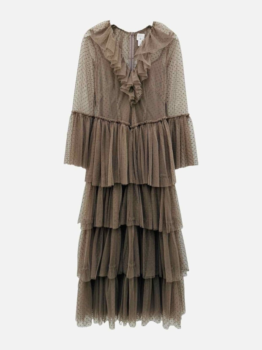 Pre - loved SANDRA MANSOUR Tulle Mocha Cocktail Dress at Reems Closet