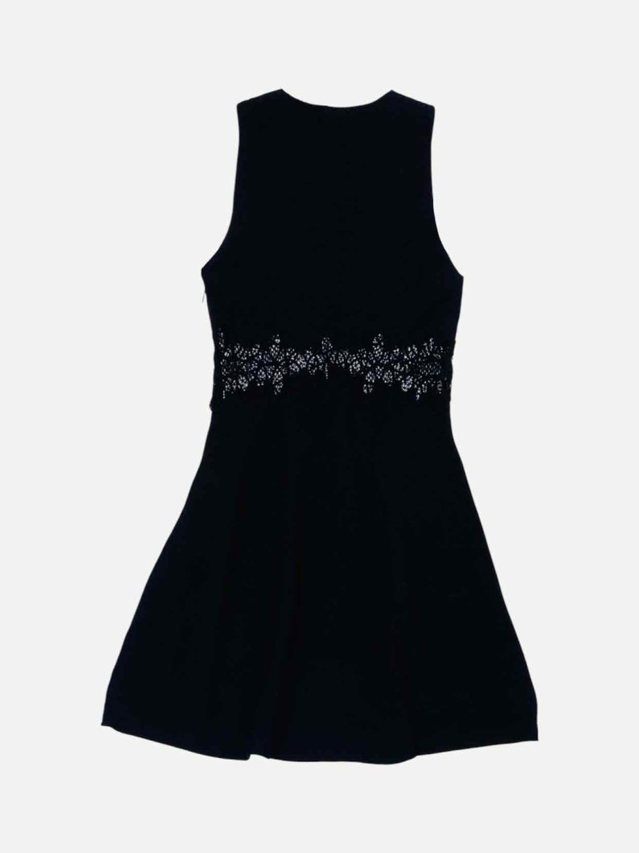 Pre - loved SANDRO A - Line Black Mini Dress at Reems Closet