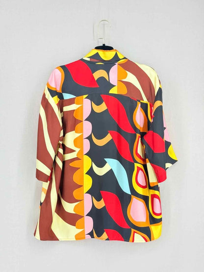 Pre - loved SANDRO Abena Yellow Multicolor Printed Shirt at Reems Closet