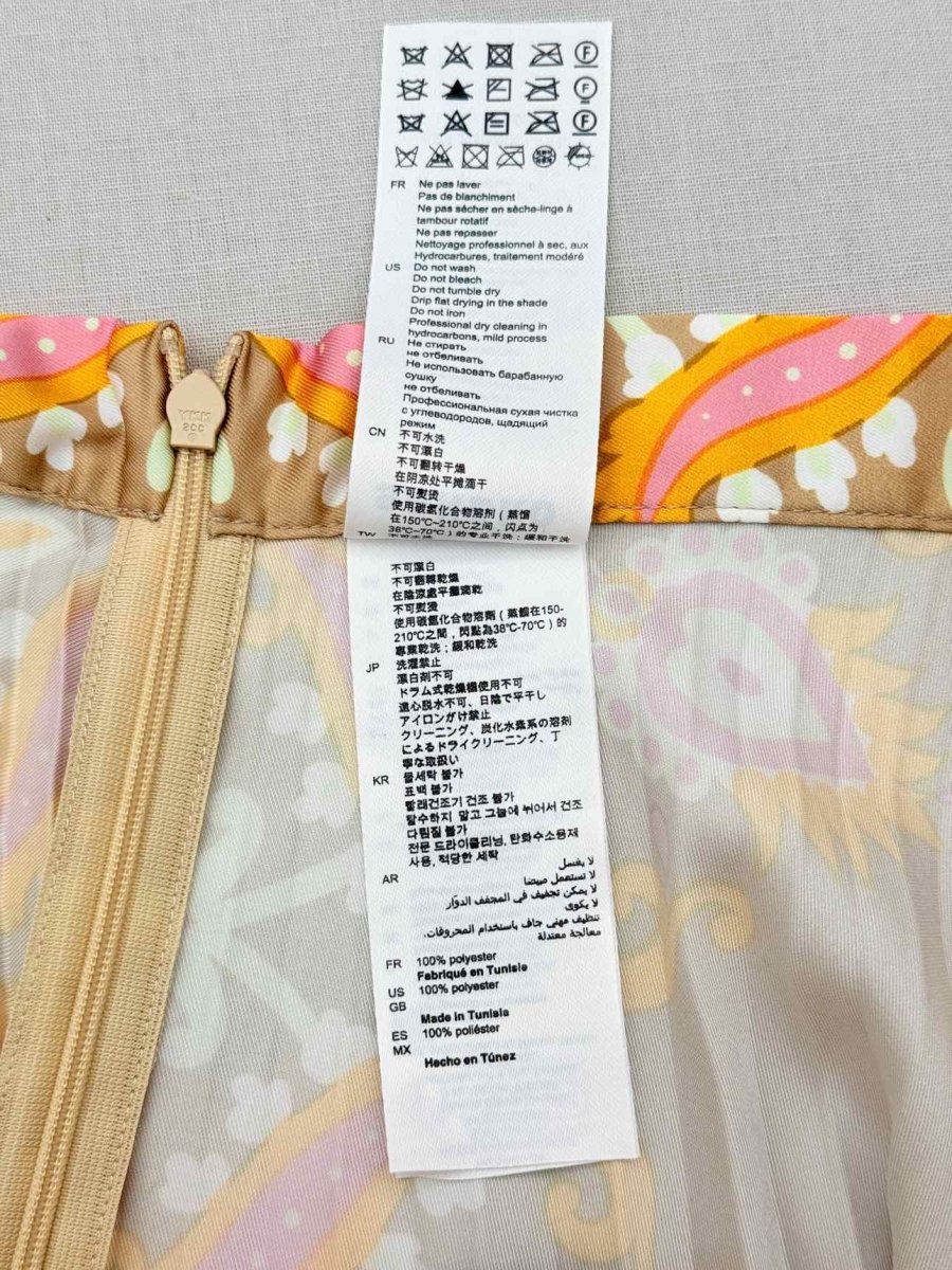 Pre-loved SANDRO Beige Multicolor Printed Size US 6 Midi Skirt at Reems Closet