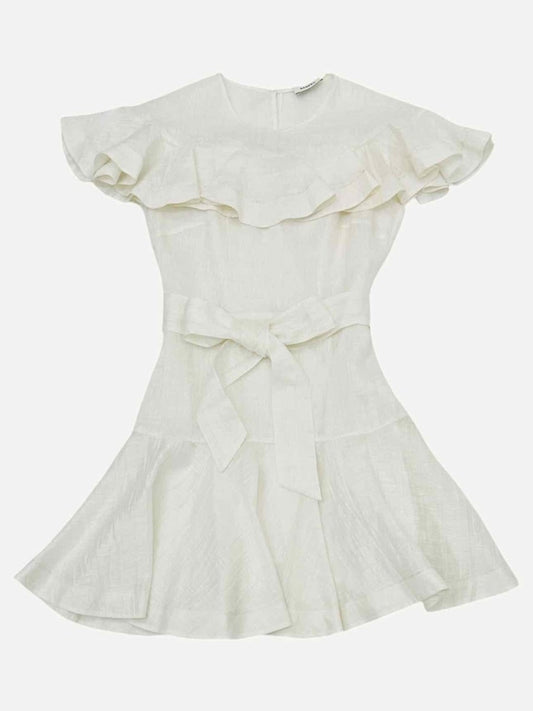 Pre - loved SANDRO Belted White Mini Dress at Reems Closet