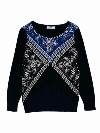 Pre - loved SANDRO Black & Blue Printed Size Small Jumper at Reems Closet