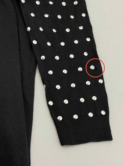 Pre - loved SANDRO Black Embellished Size Large Long Cardigan at Reems Closet