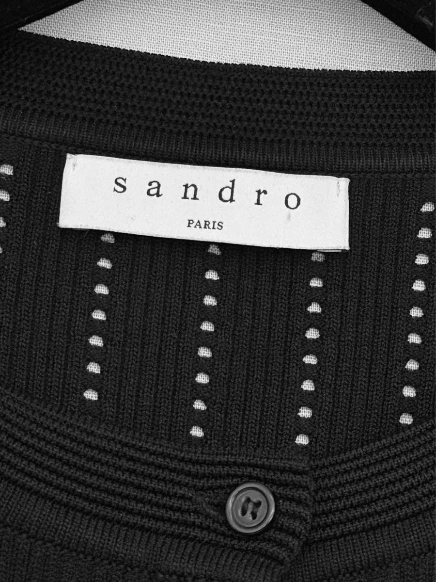 Pre - loved SANDRO Black Ruffled Trim Size US 8 Sweater at Reems Closet