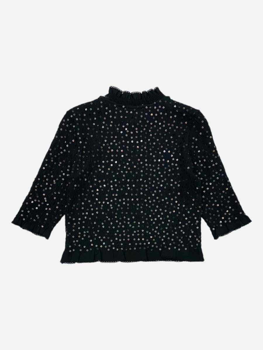 Pre-loved SANDRO Black Sequin Embellished Top from Reems Closet