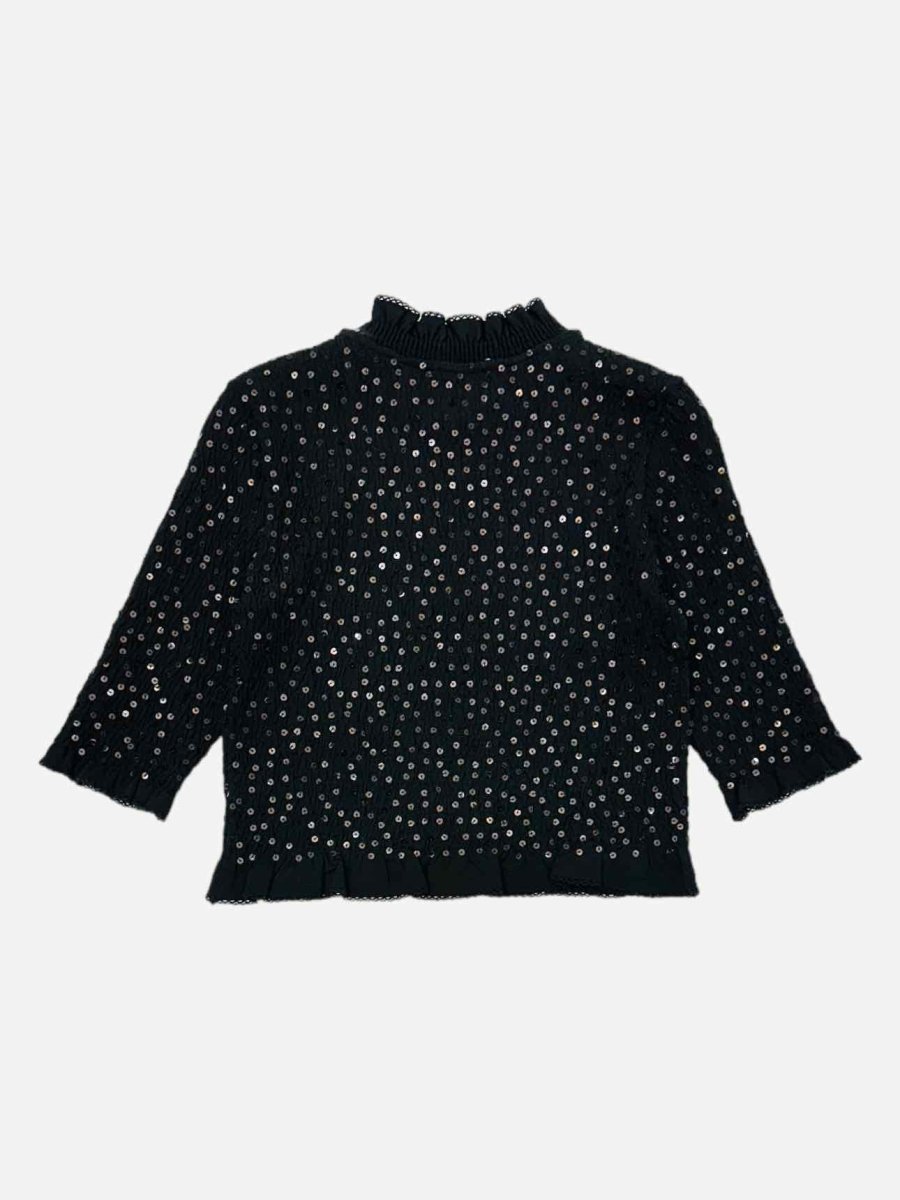 Pre - loved SANDRO Black Sequin Embellished Top at Reems Closet