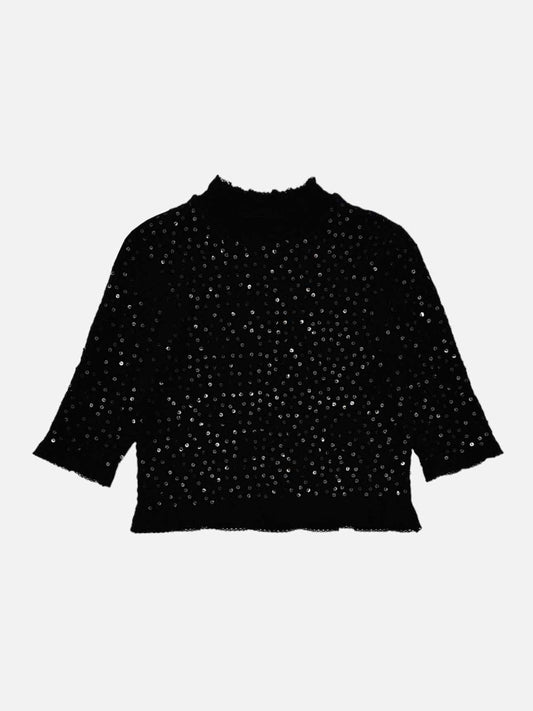 Pre-loved SANDRO Black Sequin Embellished Top from Reems Closet
