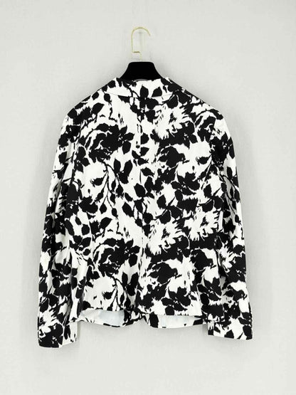 Pre - loved SANDRO Black & White Floral Print Size Large Jacket at Reems Closet