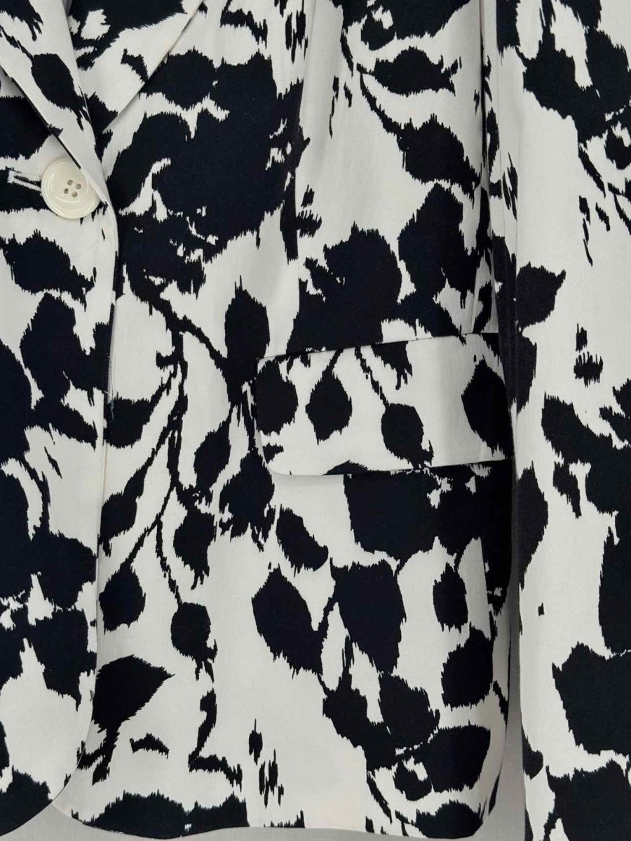 Pre - loved SANDRO Black & White Floral Print Size Large Jacket at Reems Closet