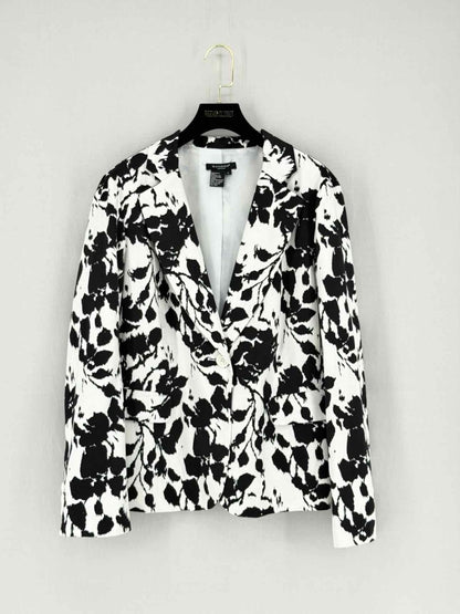 Pre - loved SANDRO Black & White Floral Print Size Large Jacket at Reems Closet