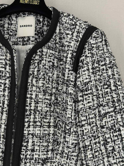Pre - loved SANDRO Black & White Size US 2 Jacket at Reems Closet