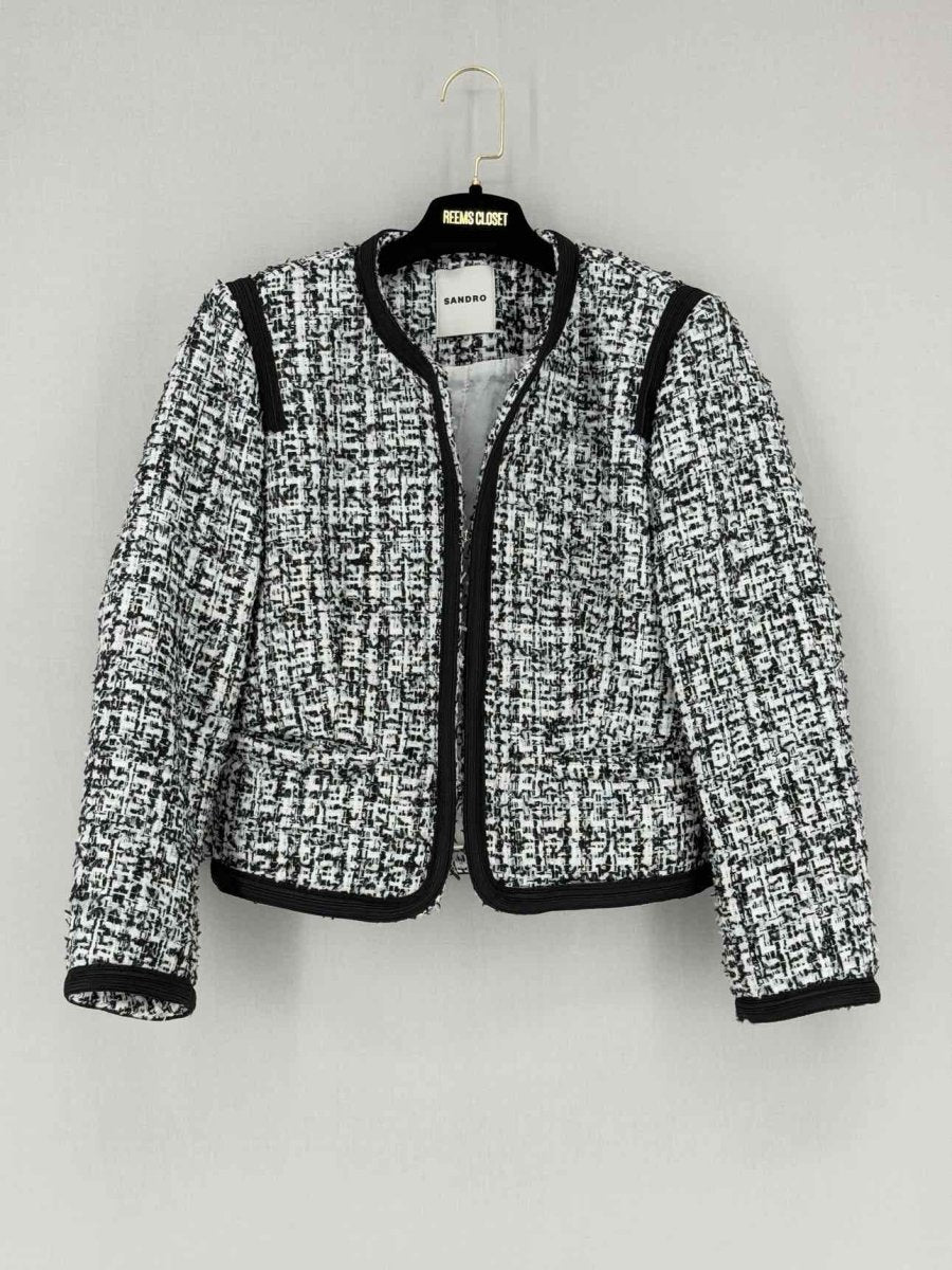 Pre - loved SANDRO Black & White Size US 2 Jacket at Reems Closet
