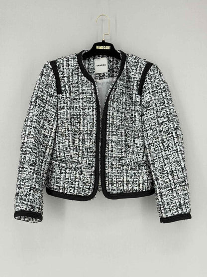 Pre - loved SANDRO Black & White Size US 2 Jacket at Reems Closet