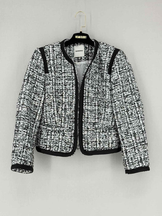 Pre - loved SANDRO Black & White Size US 2 Jacket at Reems Closet