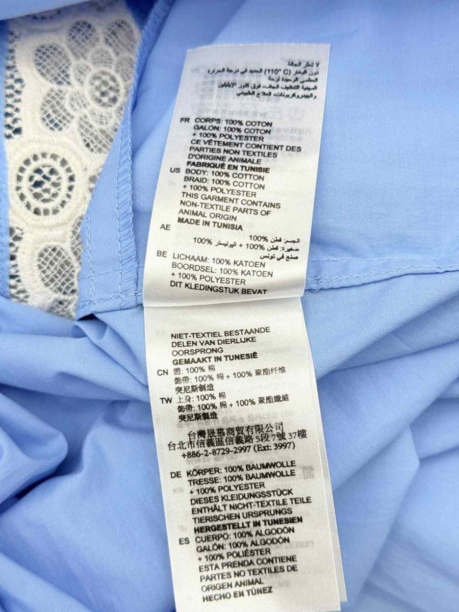Pre-loved SANDRO Blue w/ White Size US 4 Knee Length Dress at Reems Closet