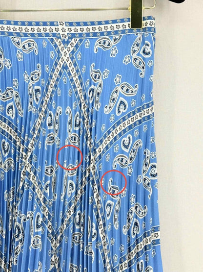 Pre - loved SANDRO Blue & White Paisley Size US 2 Midi Skirt at Reems Closet