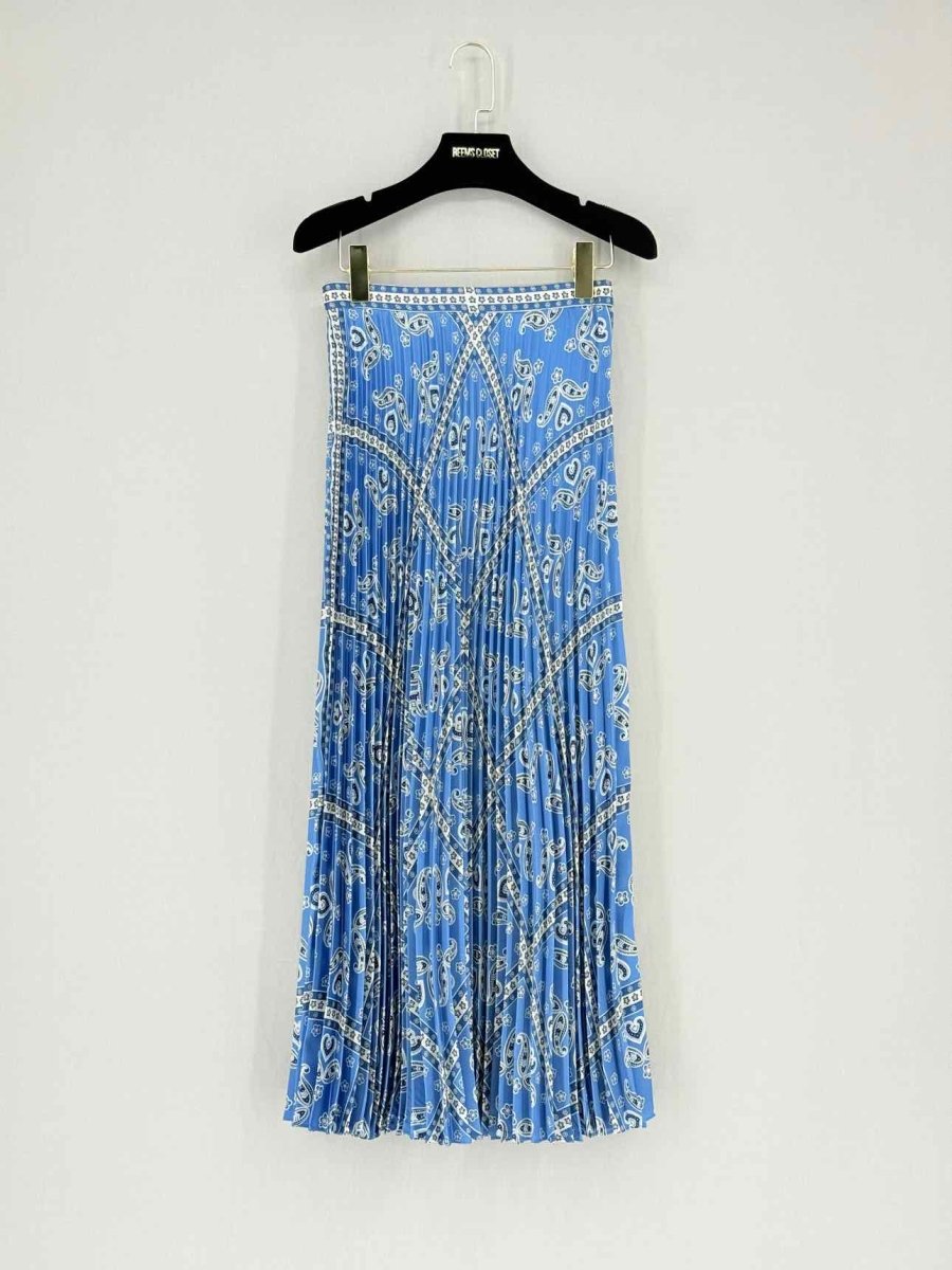 Pre - loved SANDRO Blue & White Paisley Size US 2 Midi Skirt at Reems Closet