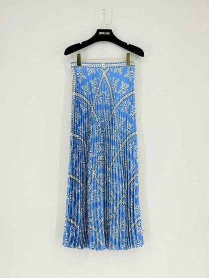 Pre - loved SANDRO Blue & White Paisley Size US 2 Midi Skirt at Reems Closet