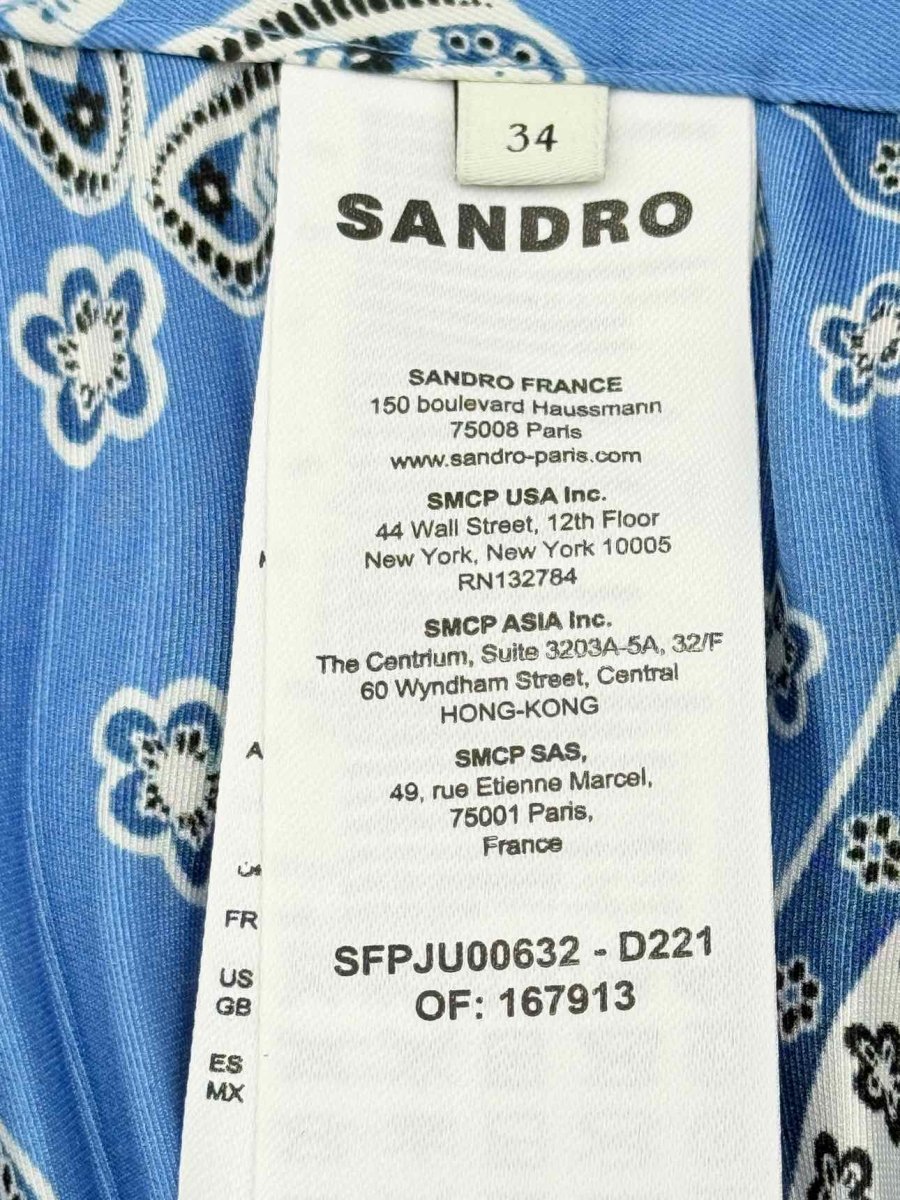 Pre - loved SANDRO Blue & White Paisley Size US 2 Midi Skirt at Reems Closet