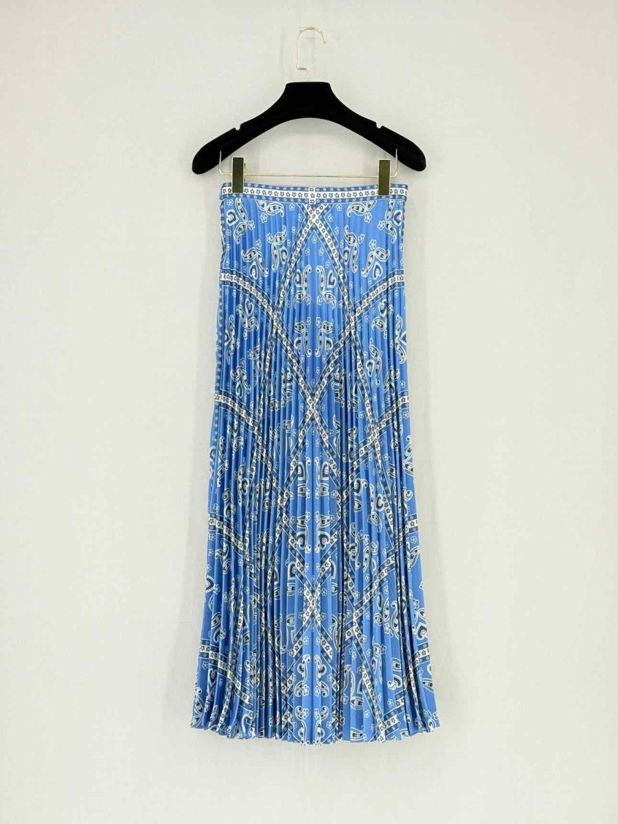 Pre - loved SANDRO Blue & White Paisley Size US 2 Midi Skirt at Reems Closet
