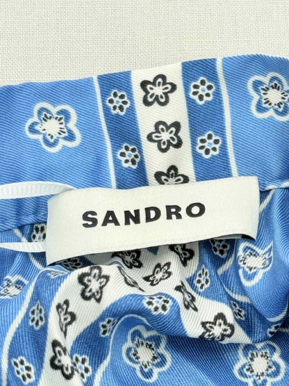 Pre - loved SANDRO Blue & White Paisley Size US 2 Midi Skirt at Reems Closet